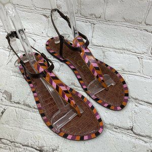 Sam Edelman Gigi Leather Thong Sandals Multi Colored Purple Brown Size 8